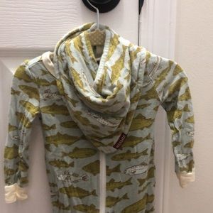 Milk barn one piece fish outfit with matching bib